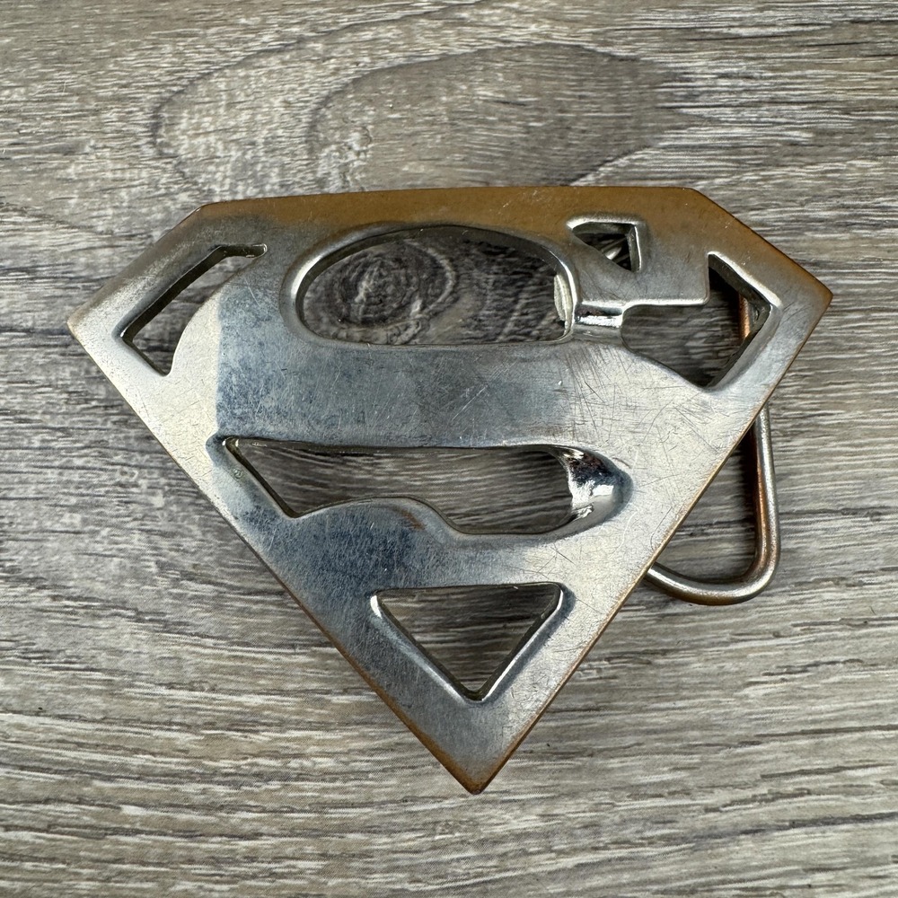 Silver Superman Shield Belt Buckle - Men's Accessory